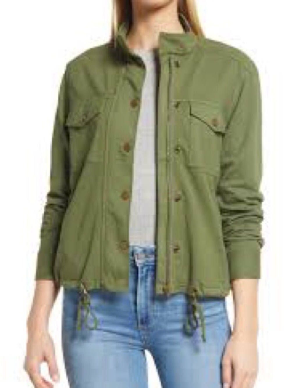 Caslon Olive Green Utility Jacket with Snap Pockets